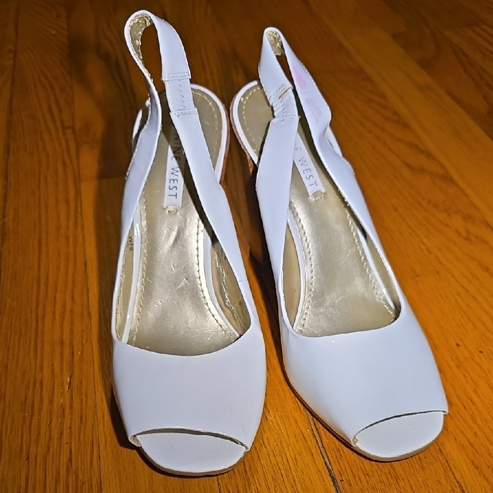 Nine West White Slingback Heels